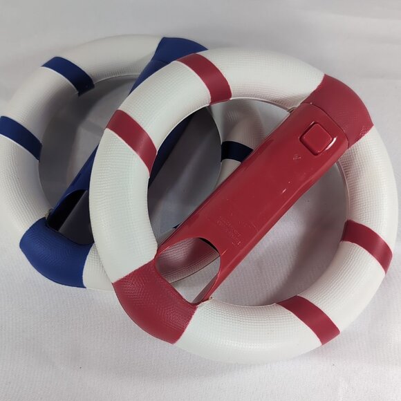 Nintendo Wii NERF 2008 2 Set Racing Wheel Controller Attachment Red Blue White - Picture 8 of 16